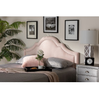 Baxton Studio BBT6567-Light Pink-HB-Queen Rita Modern and Contemporary Light Pink Velvet Fabric Upholstered Queen Size Headboard